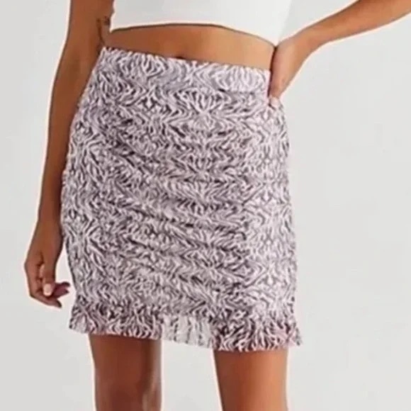 Free People | Romi Mesh Mini Skirt Purple and White Zebra Print - Picture 2 of 8